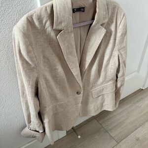 New York & Company Linen Blazer Relaxed Fit Notched Lapel